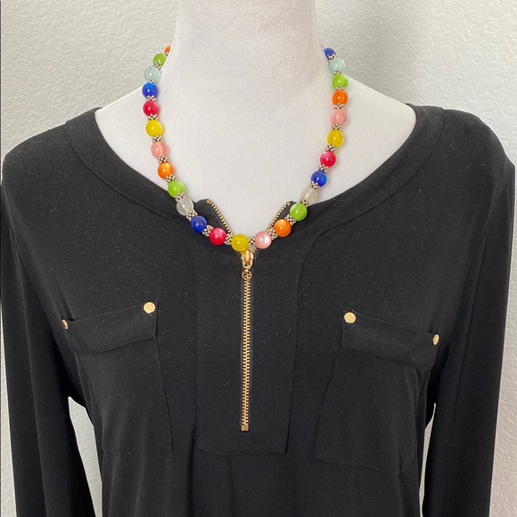 Colorful Vintage Glass Beaded Necklace and Bracelet Set‎ - Picture 3 of 8